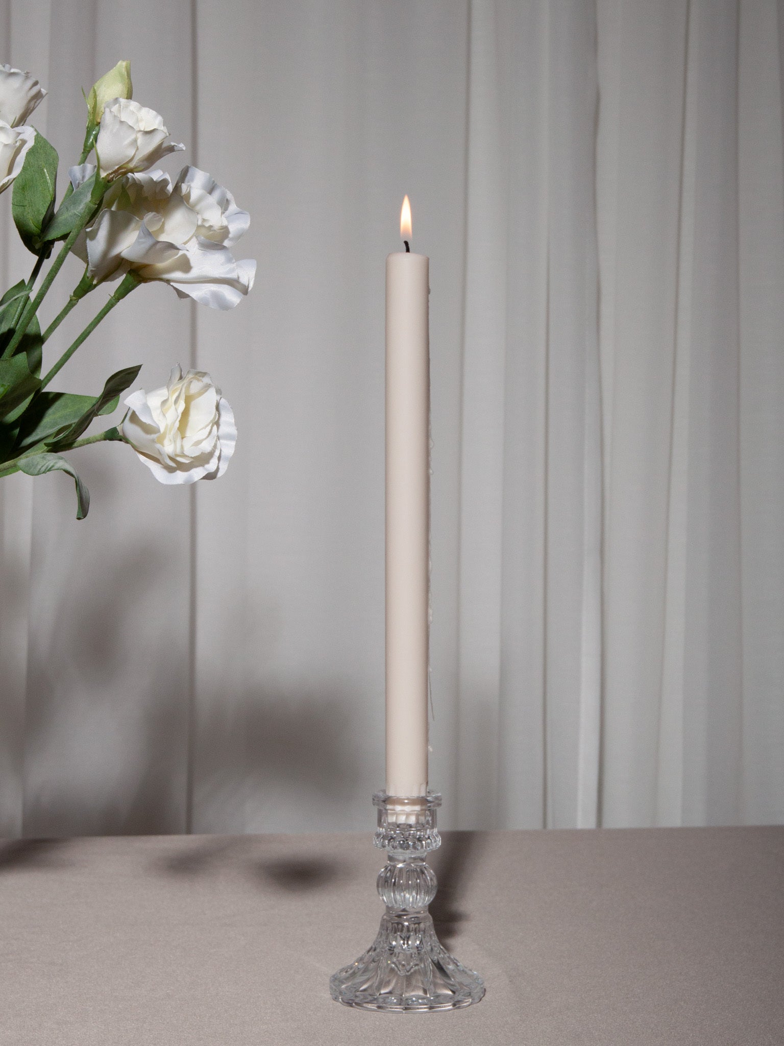 Vintage Glass Taper Candlestick Set of 3